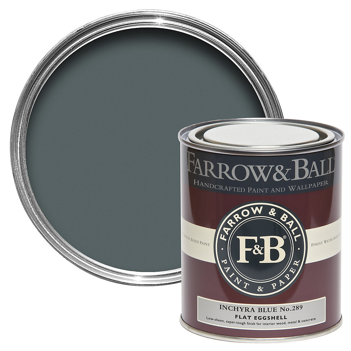 Farrow & Ball Inchyra Blue No.289 Flat eggshell Multi-surface Topcoat Paint, 750ml Tin