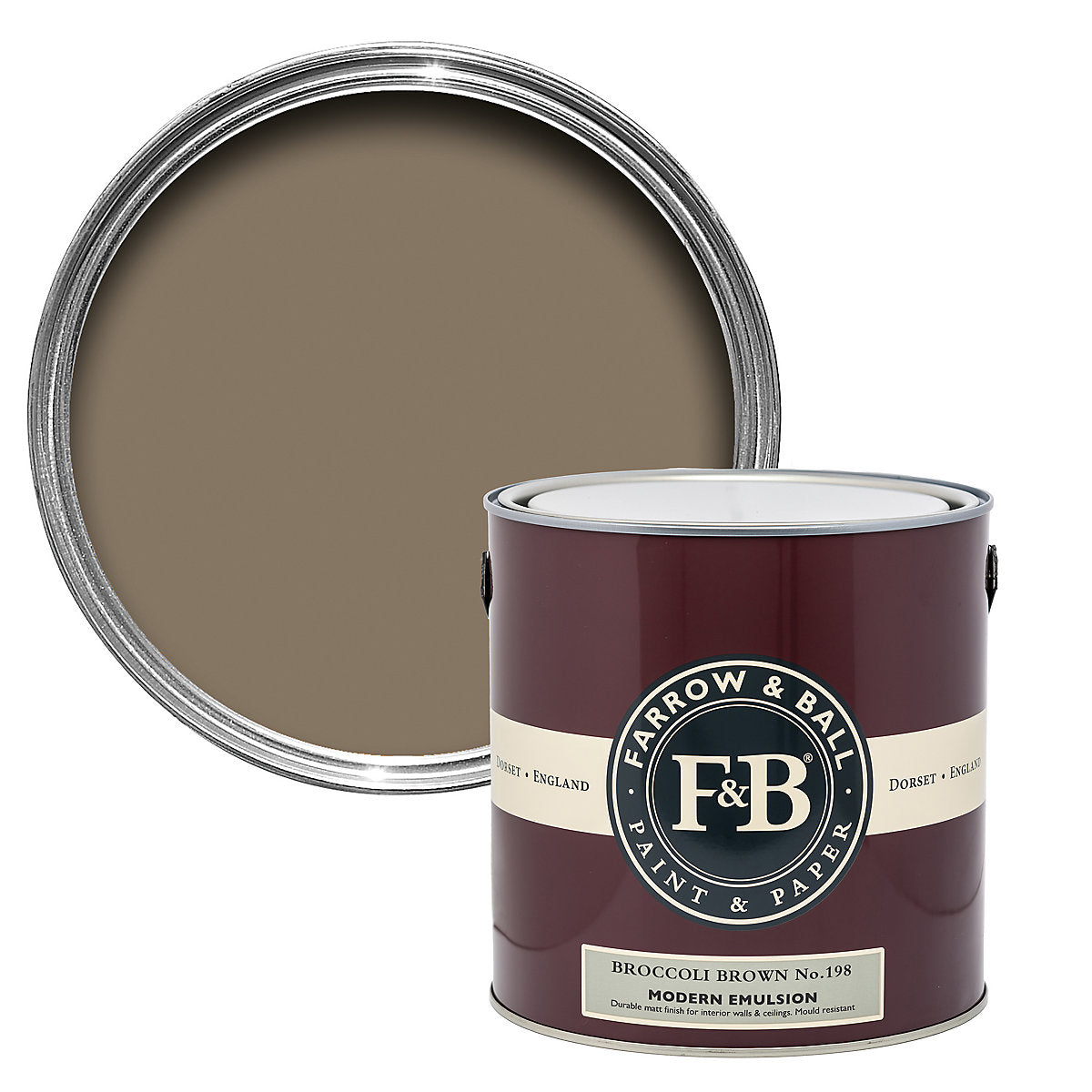 Farrow & Ball Modern Broccoli Brown Matt Wall & ceiling Emulsion paint, 2.5L