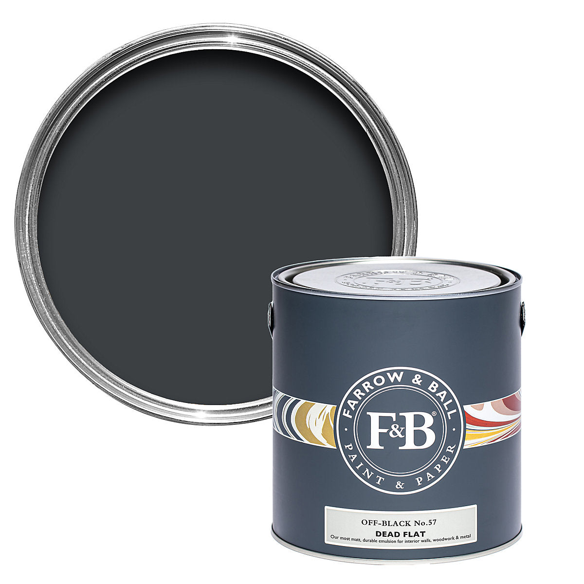 Farrow & Ball Off Black Dead-Flat Matt Multi-surface Emulsion paint, 750ml