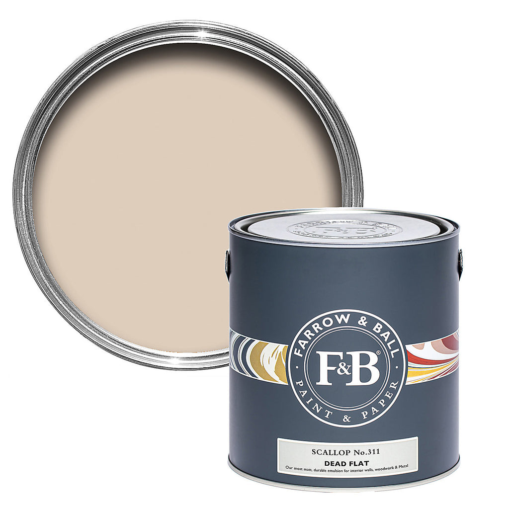 Farrow & Ball Scallop Dead-Flat Matt Multi-surface Emulsion paint, 2.5L