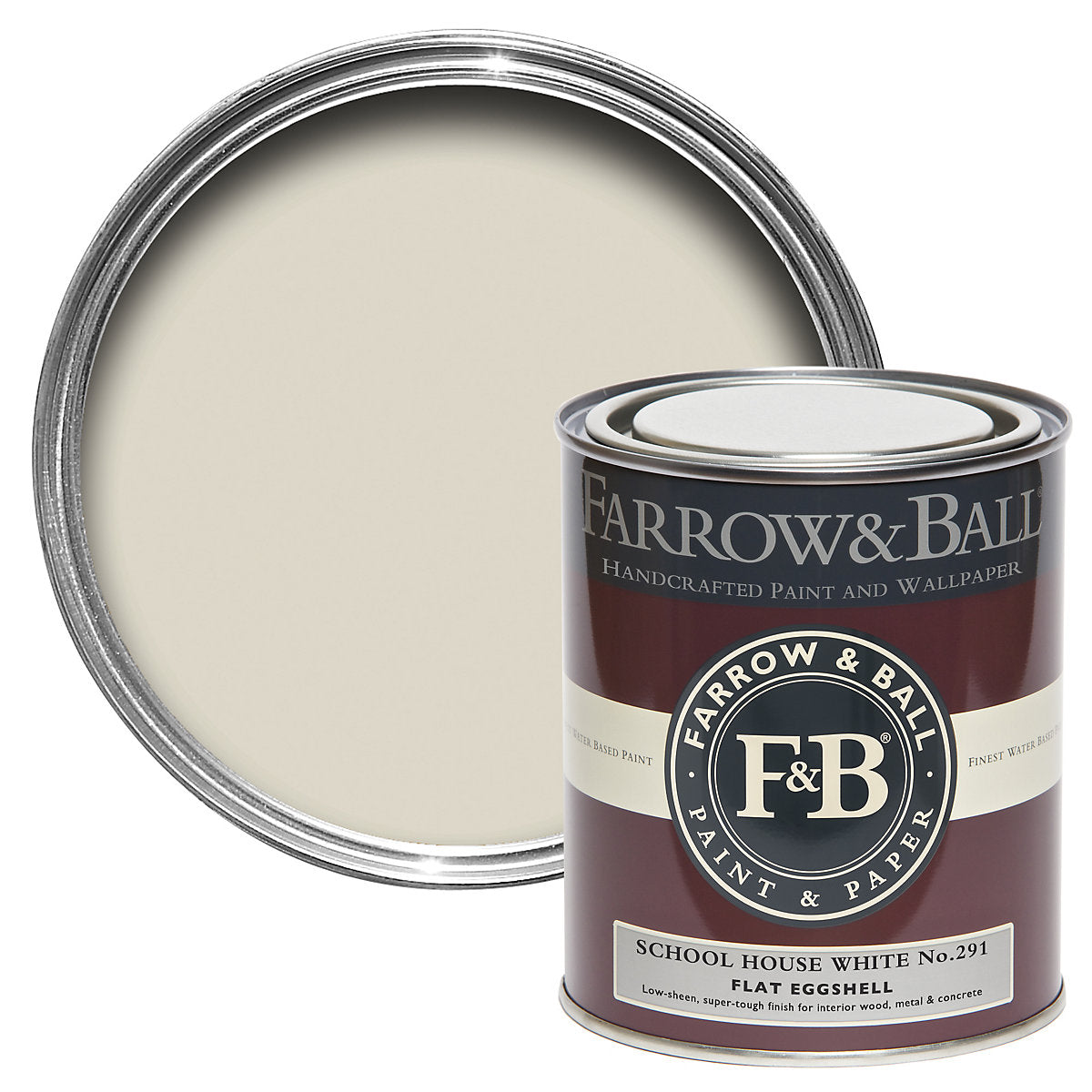Farrow & Ball School House No.291 Flat eggshell Multi-surface Topcoat Paint, 750ml Tin