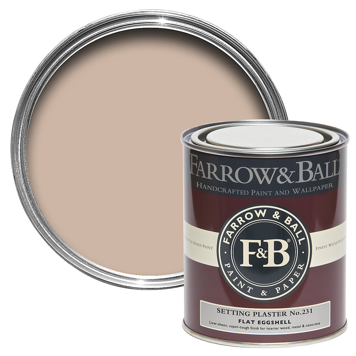Farrow & Ball Setting Plaster No.231 Flat eggshell Multi-surface Topcoat Paint, 750ml Tin