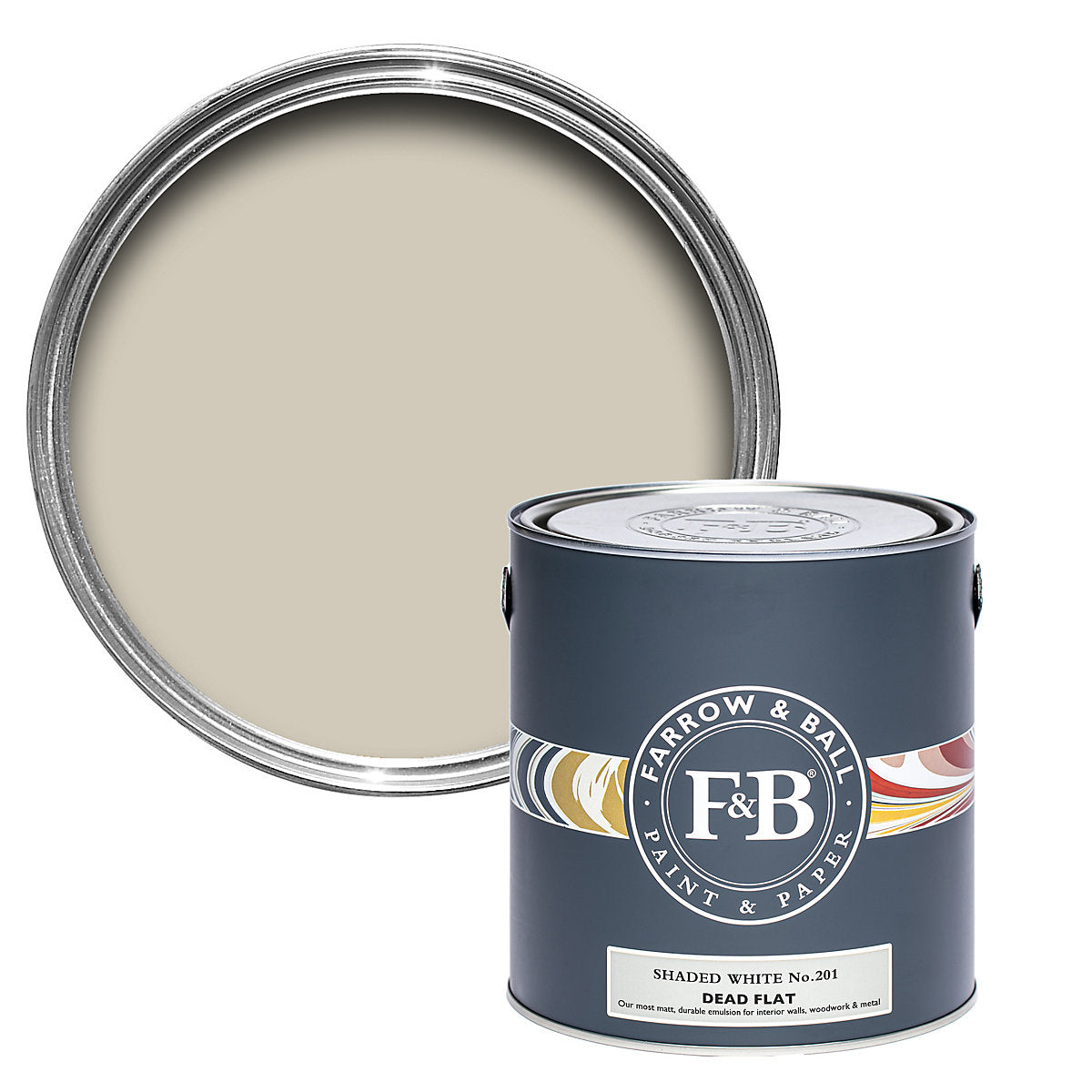 Farrow & Ball Shaded White Dead-Flat Matt Multi-surface Emulsion paint, 2.5L