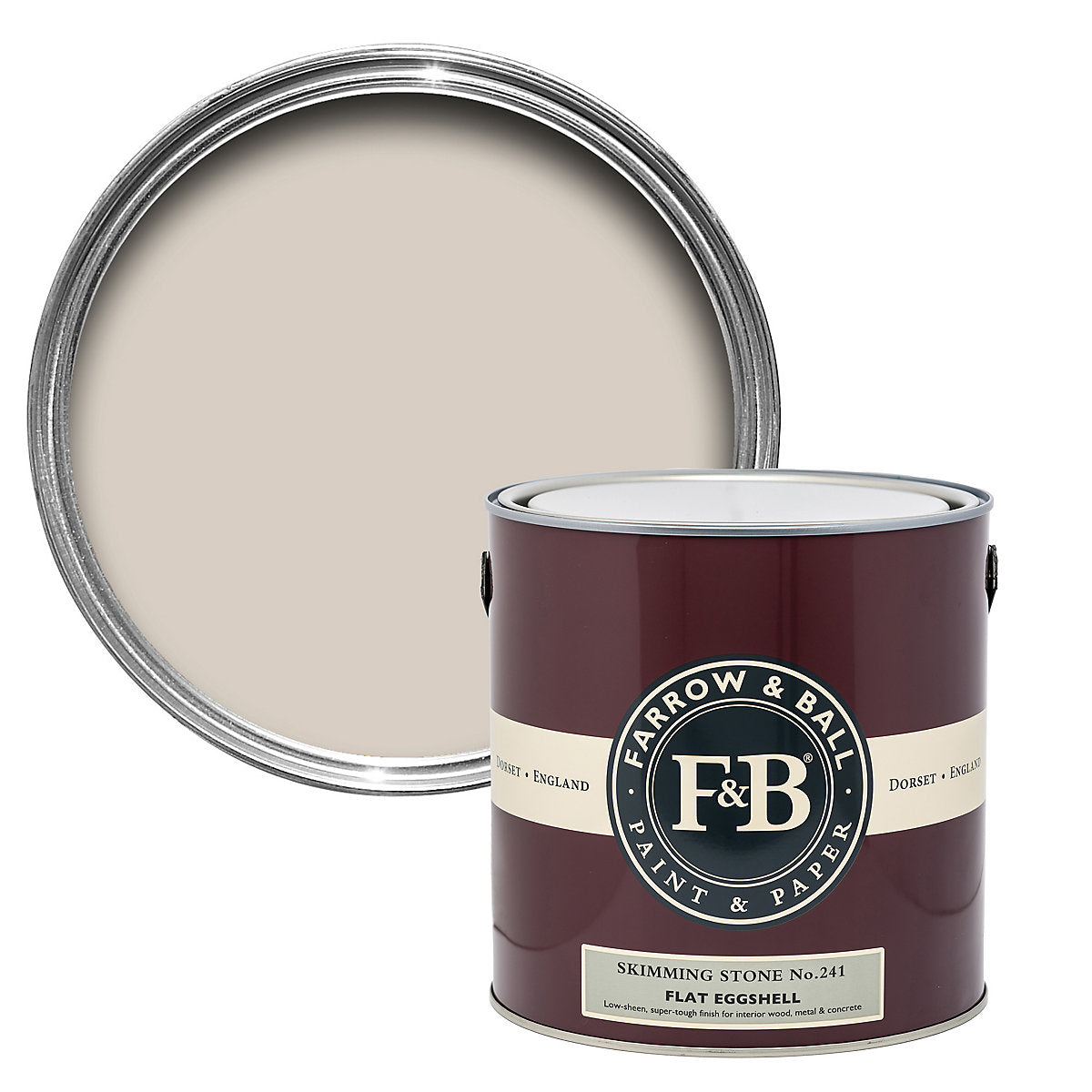 Farrow & Ball Skimming Stone No.241 Flat eggshell Multi-surface Topcoat Paint, 2.5L Tin