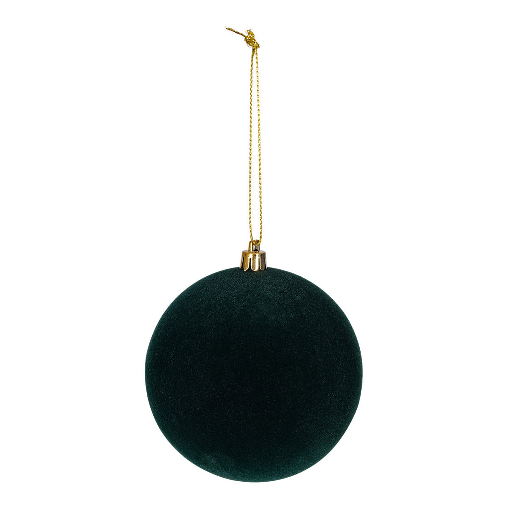 Felt Flocked Round Bauble (D) 150mm - Green