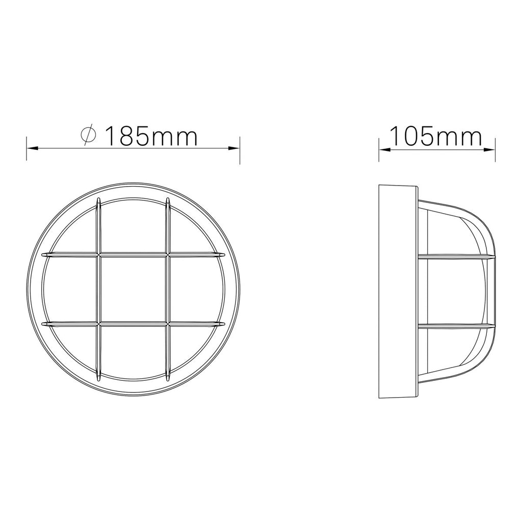 Fixed Black Mains-powered Outdoor Bulkhead wall light