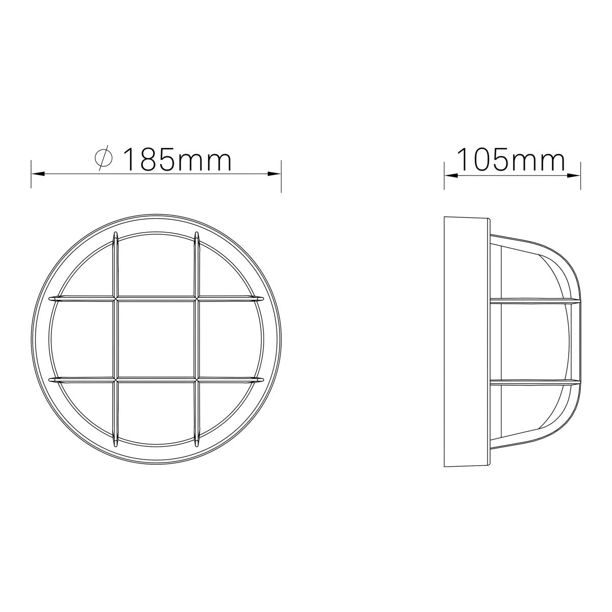 Fixed Black Mains-powered Outdoor Bulkhead wall light