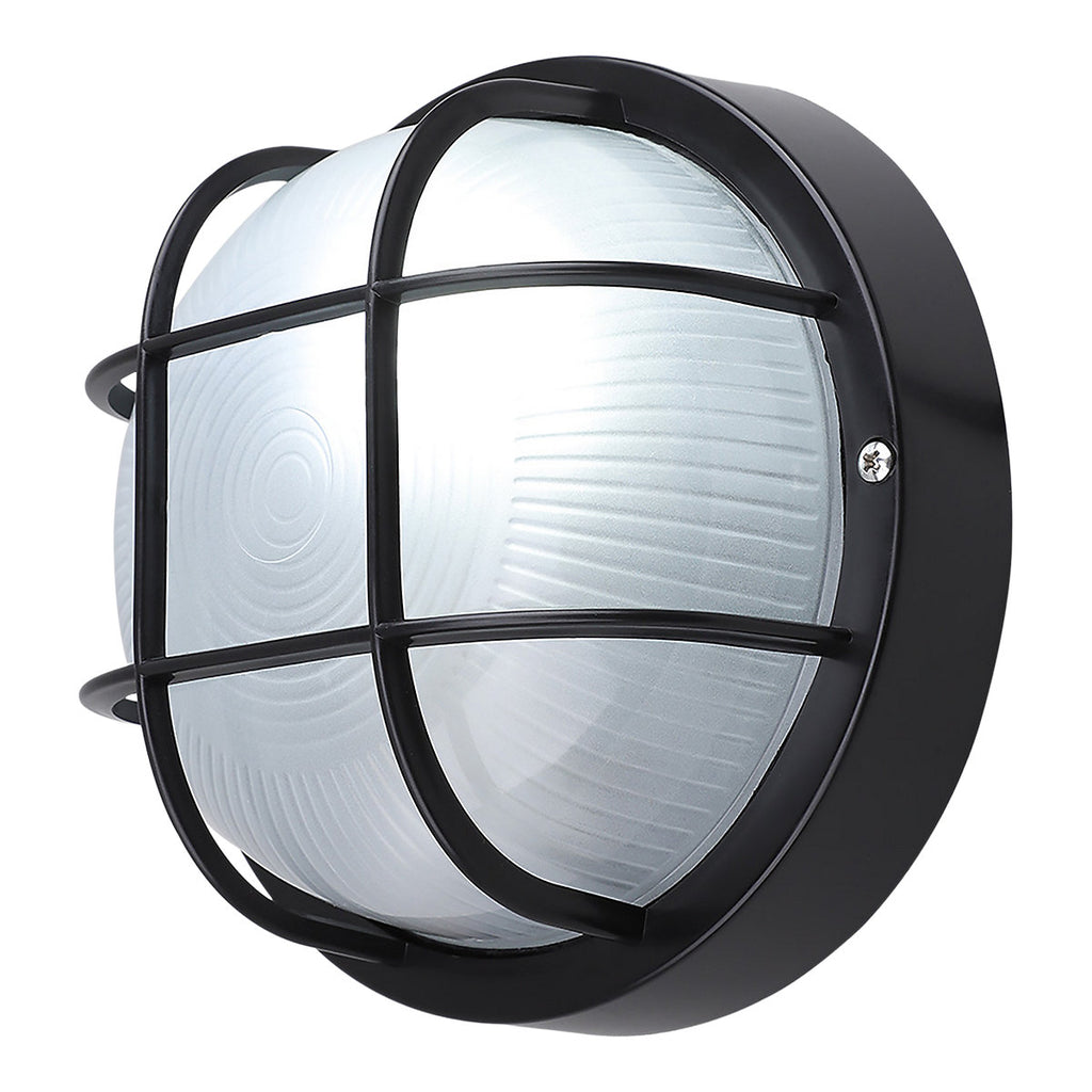 Fixed Black Mains-powered Outdoor Bulkhead wall light