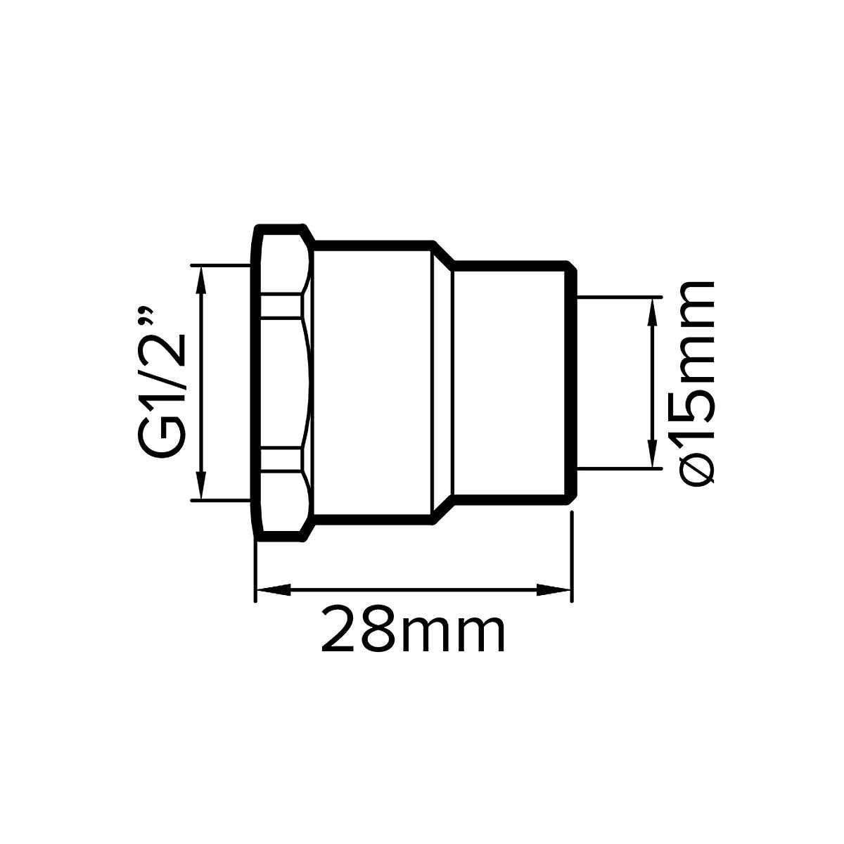 Flomasta Brass Pipe fitting coupler, (D)15mm x (L)28mm