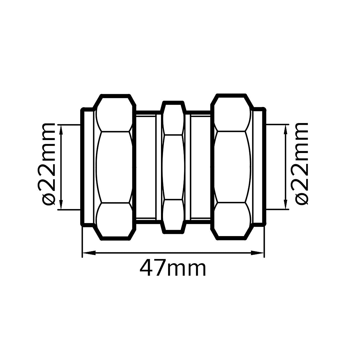 Flomasta Compression fitting Straight Coupler Brass 22mm x