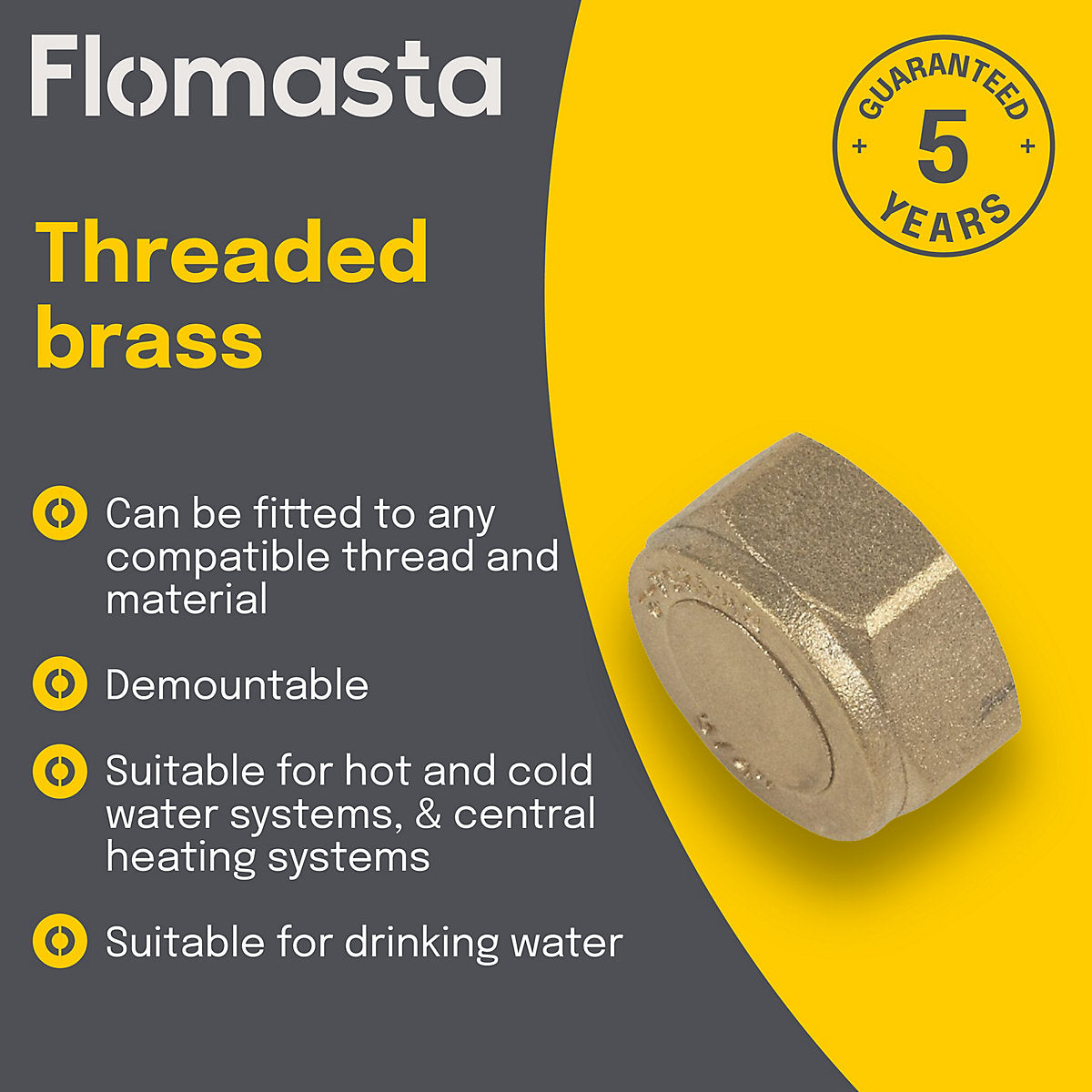 Flomasta Fitting Brass Gold effect Round British standard pipe parallel (BSPP) female Blanking cap ¼"