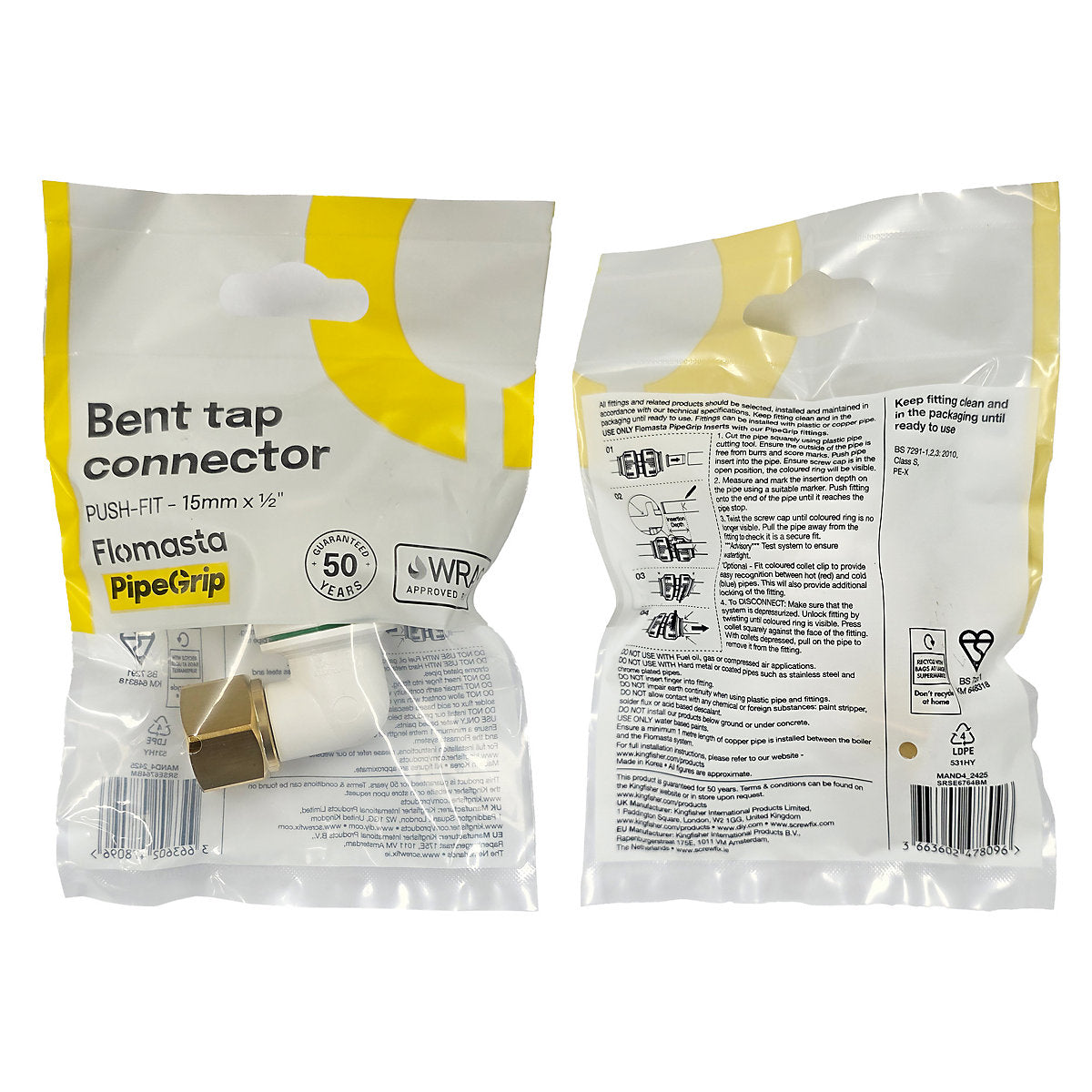Flomasta Polysulfone (PSU) Pipe fitting adaptor White x ½" (L)59mm