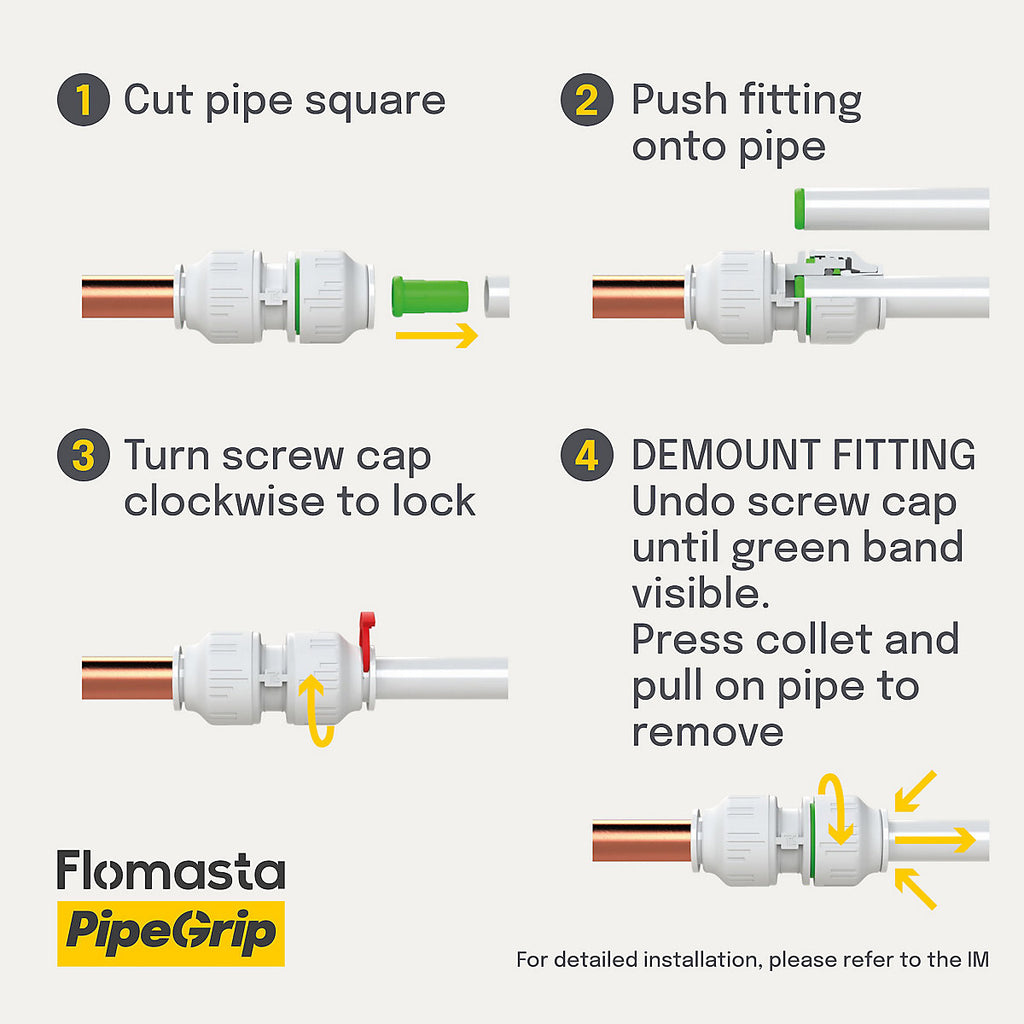 Flomasta Polysulfone (PSU) Pipe fitting adaptor White x ½" (L)59mm