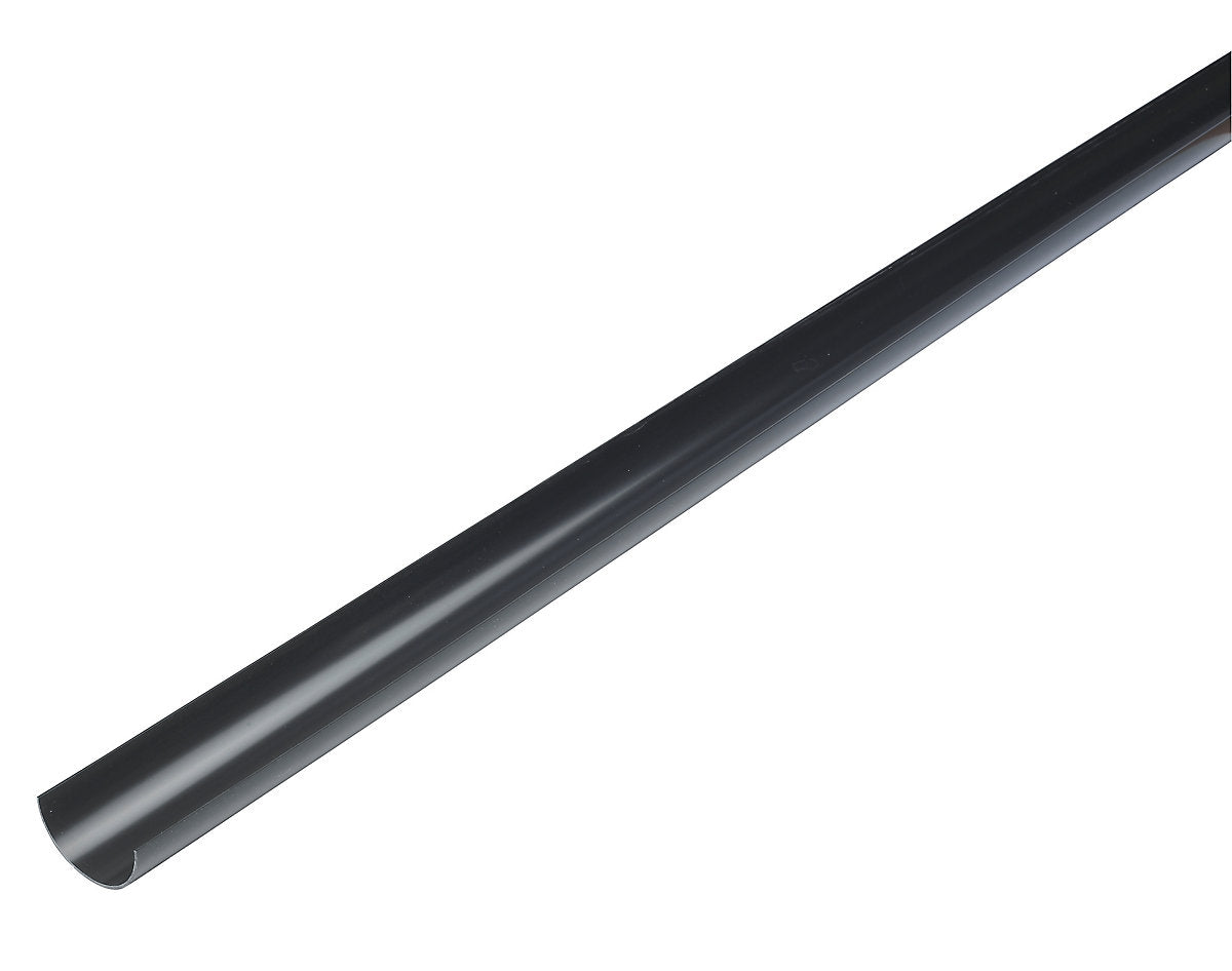 FloPlast Miniflo Black Half round Gutter length (L)2m (Dia)76mm