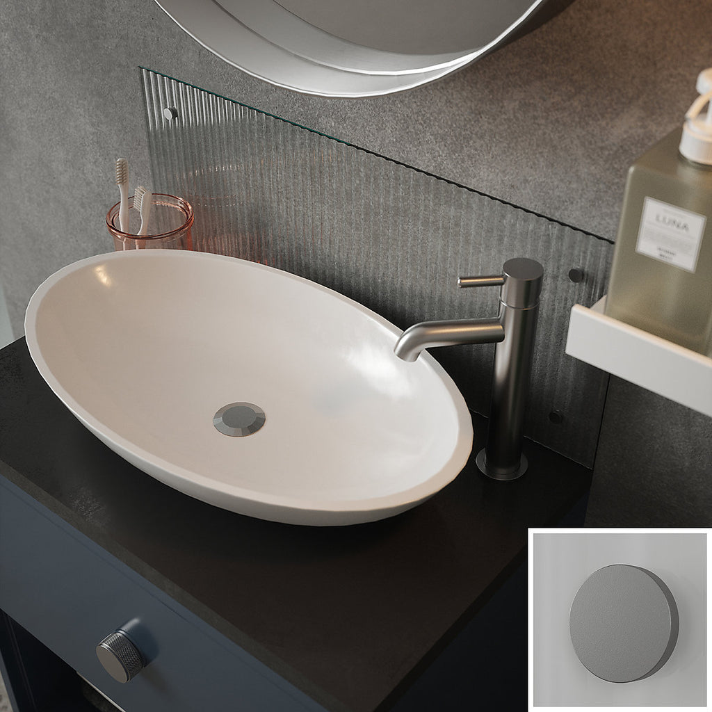 Fluted Glass Pre-drilled Bathroom Splashback with Satin Chrome effect Caps (H)25cm (W)60cm