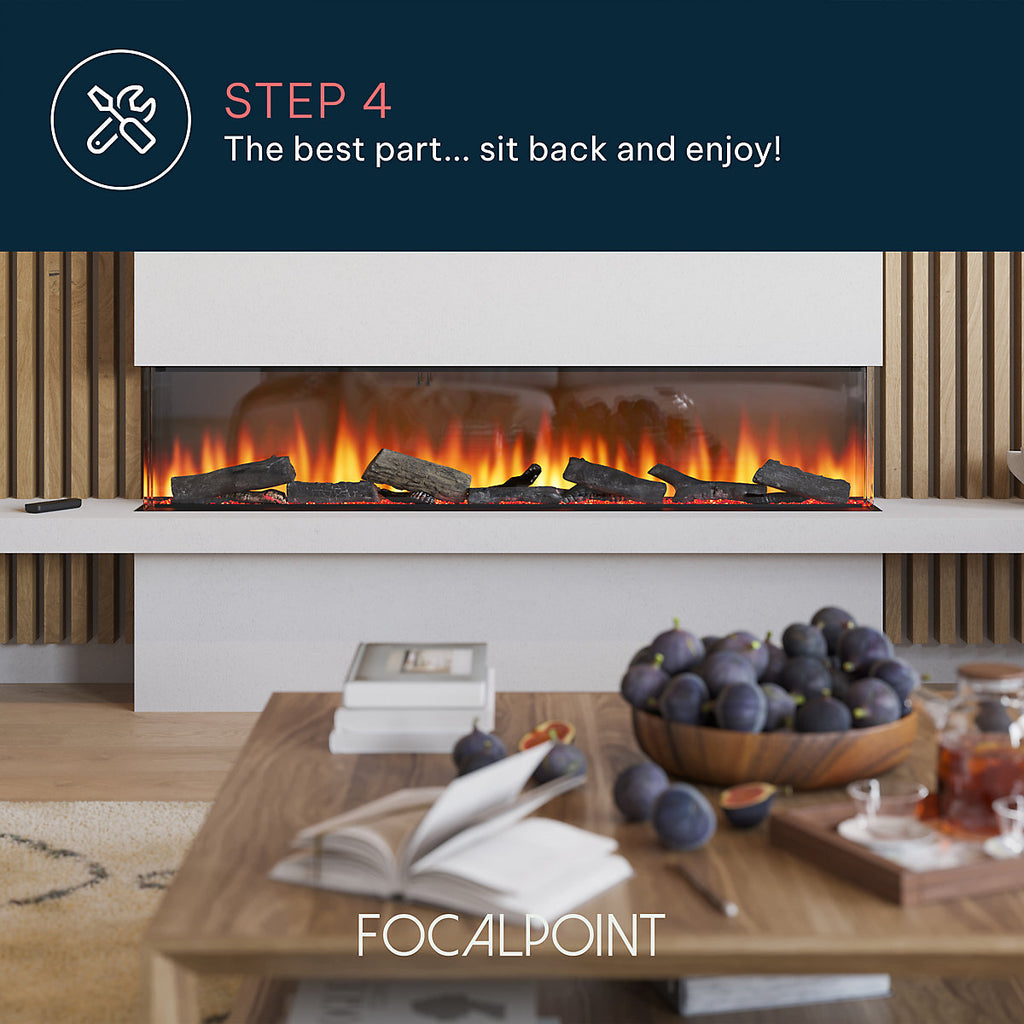 Focal Point Eccentra 2000 2kW Black Media wall Fire (H)48.8cm (W)201.5cm (D)22.3cm