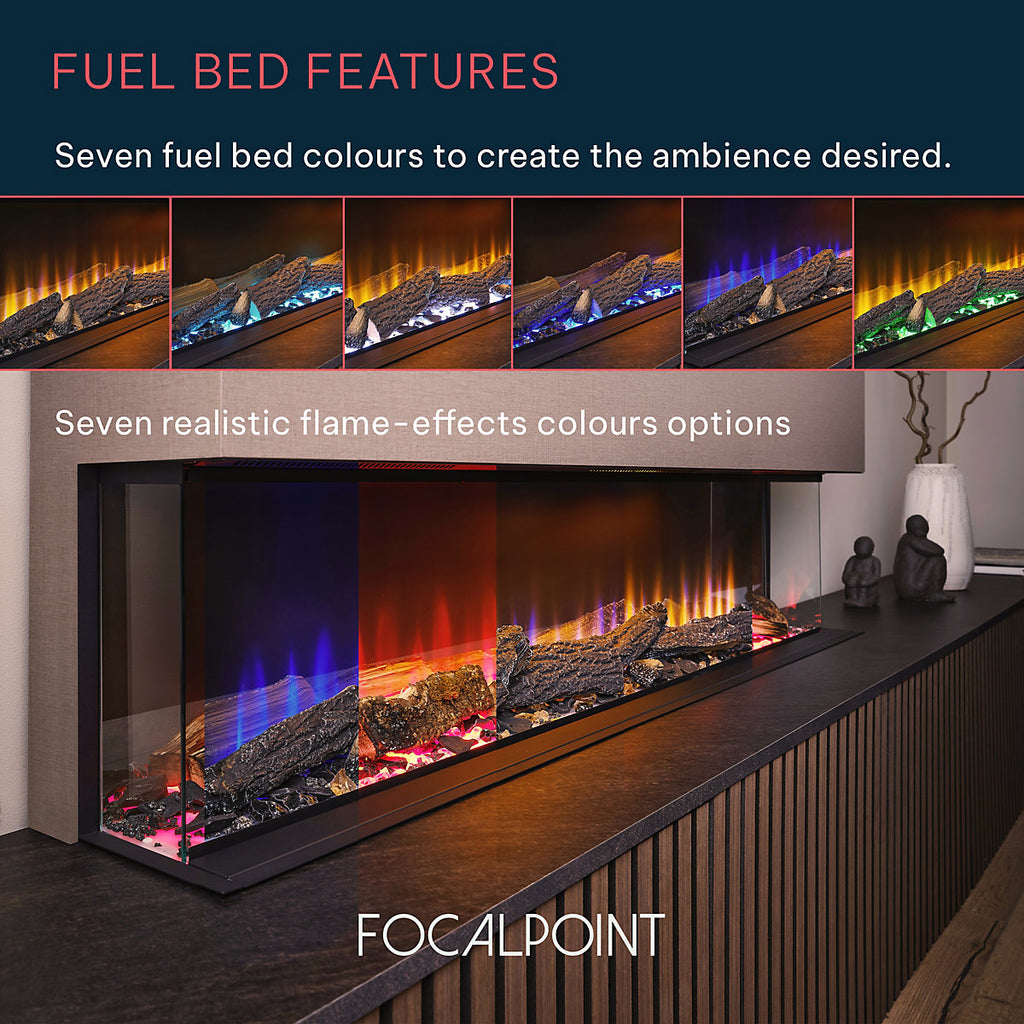 Focal Point Eccentra 2000 2kW Black Media wall Fire (H)48.8cm (W)201.5cm (D)22.3cm
