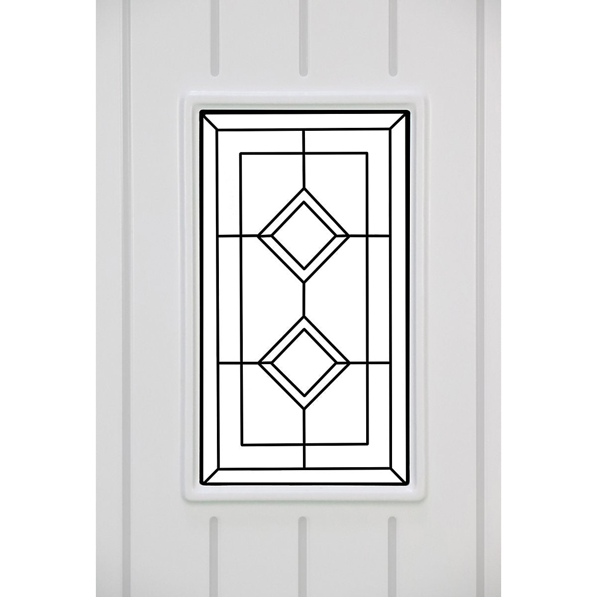 Fortia Curral Patterned Frosted Glazed White LH External Front Door set, (H)2085mm (W)840mm