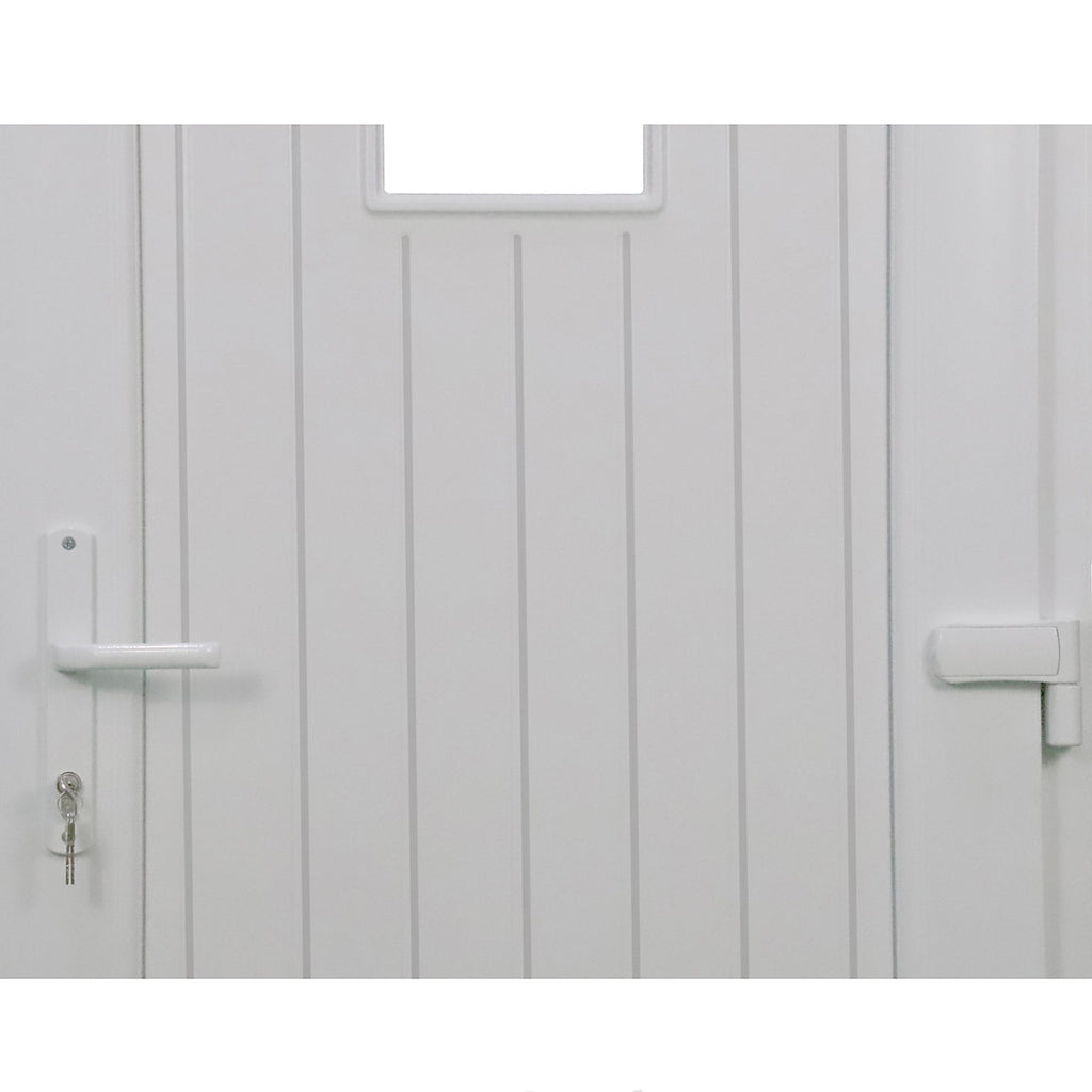 Fortia Curral Patterned Frosted Glazed White LH External Front Door set, (H)2085mm (W)840mm