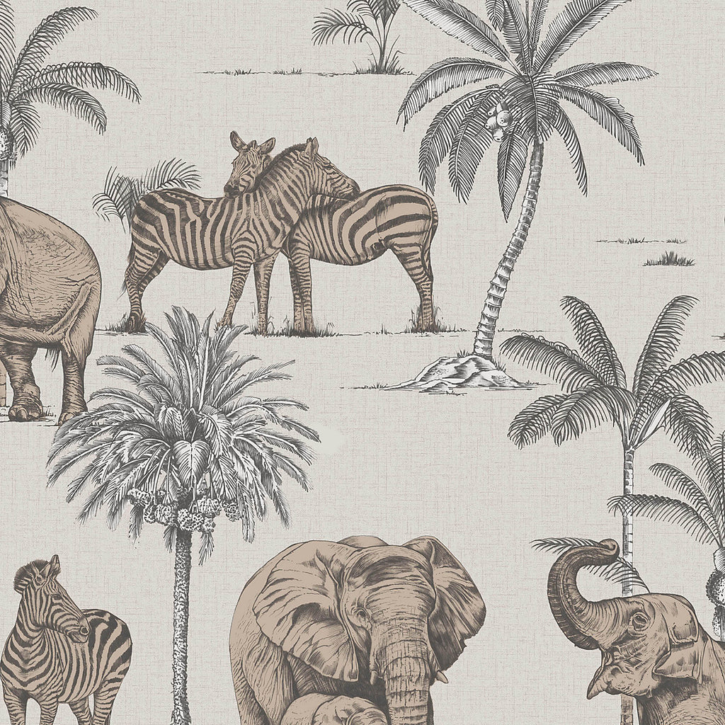 Fresco Rose Gold Animal Patterned Smooth Wallpaper