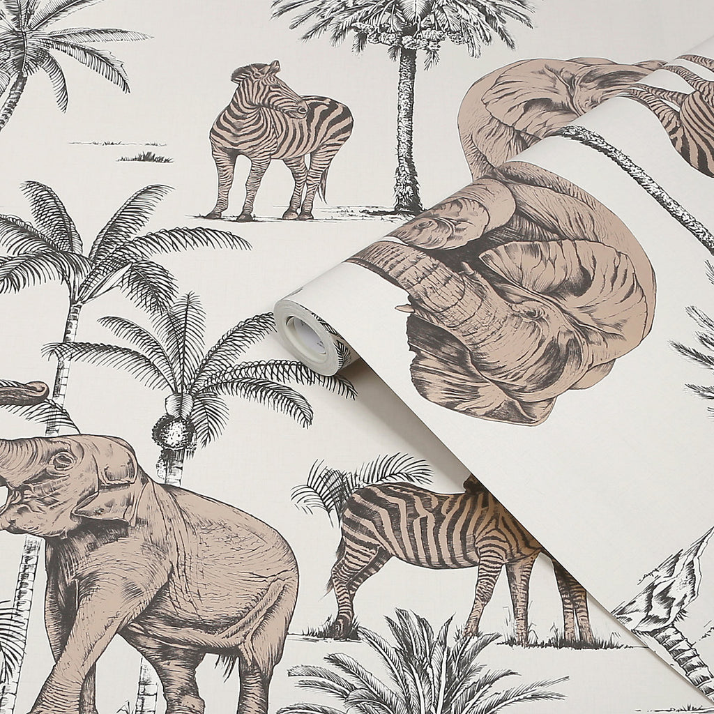 Fresco Rose Gold Animal Patterned Smooth Wallpaper