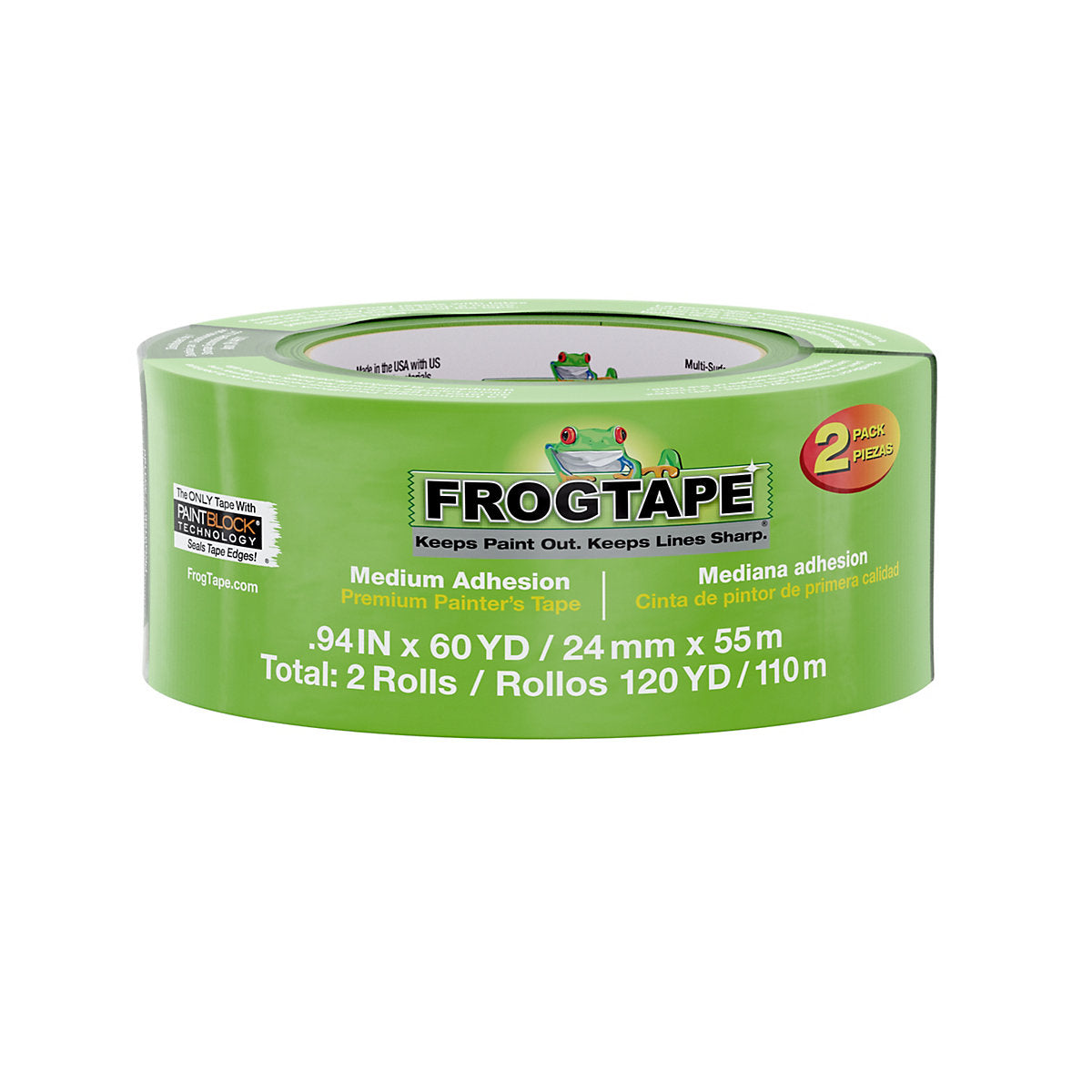 Frogtape Multi-surface Green Masking Tape (L)55m (W)24mm, Pack of 2