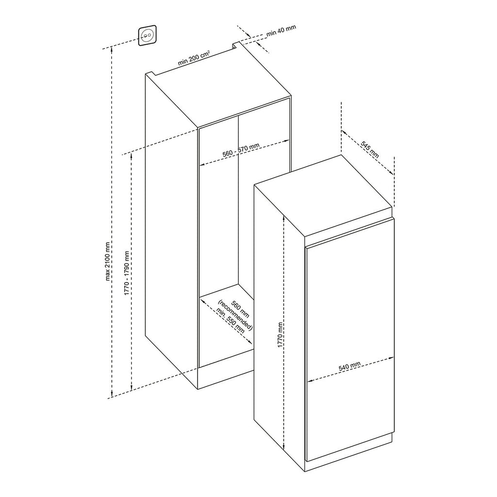 GHBITFRUK Built-in Tall Fridge - Gloss white