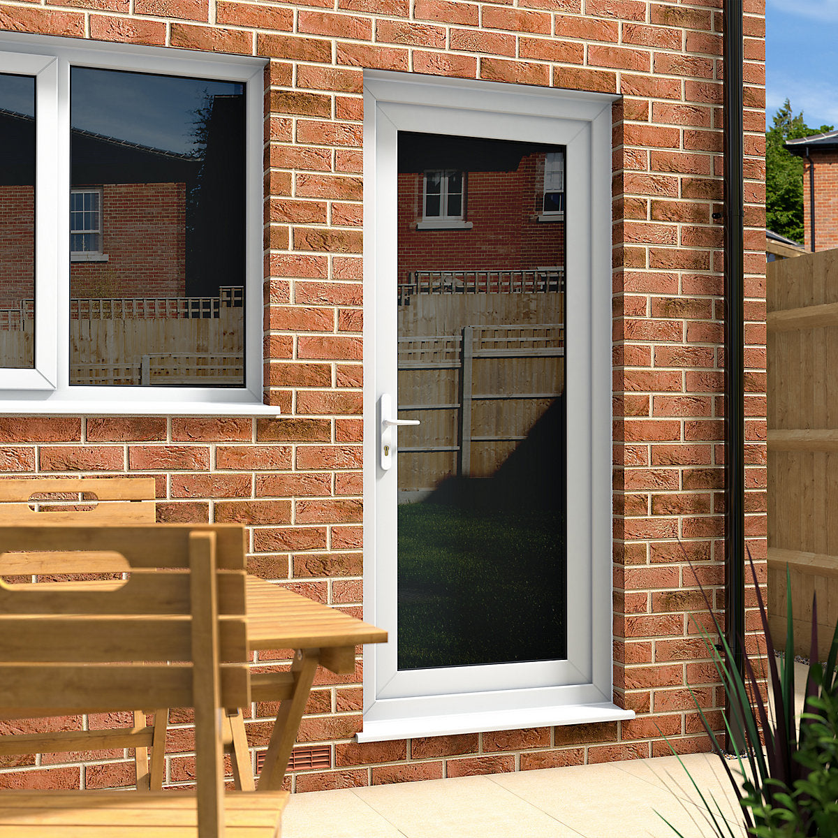 Glazed White Left-hand External Back Door set, (H)2055mm (W)920mm