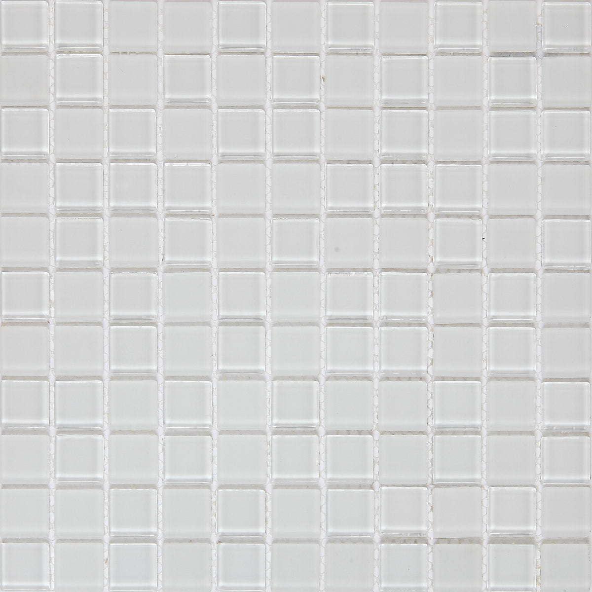 Glina White Matt Gloss & matt Flat Glass Mosaic tile sheet, (L)300mm (W)300mm