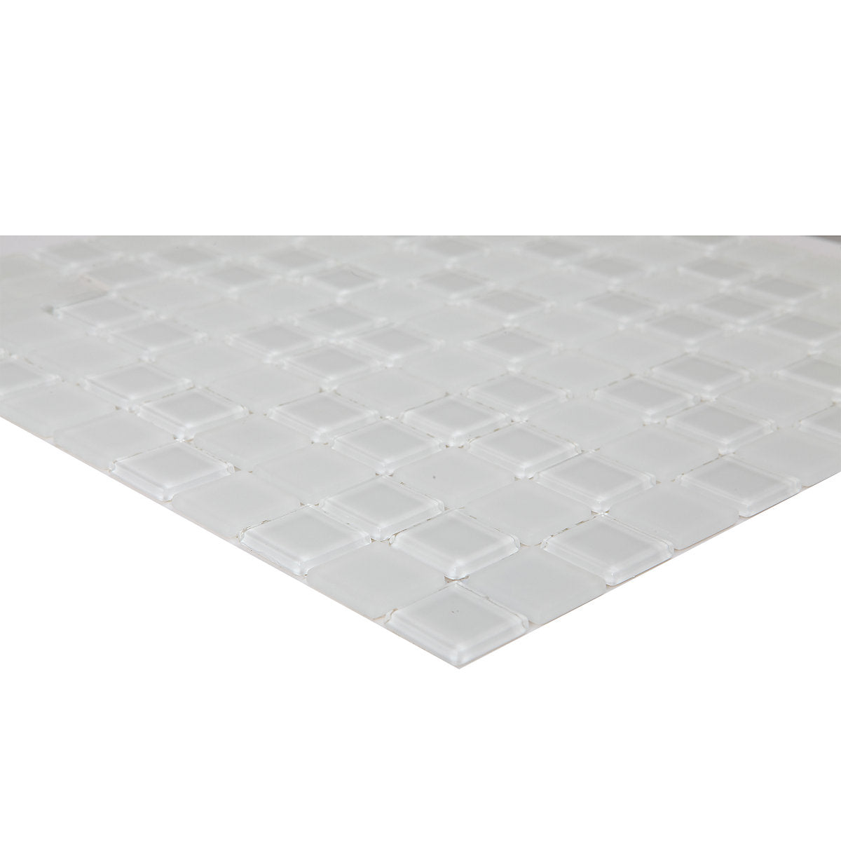 Glina White Matt Gloss & matt Flat Glass Mosaic tile sheet, (L)300mm (W)300mm
