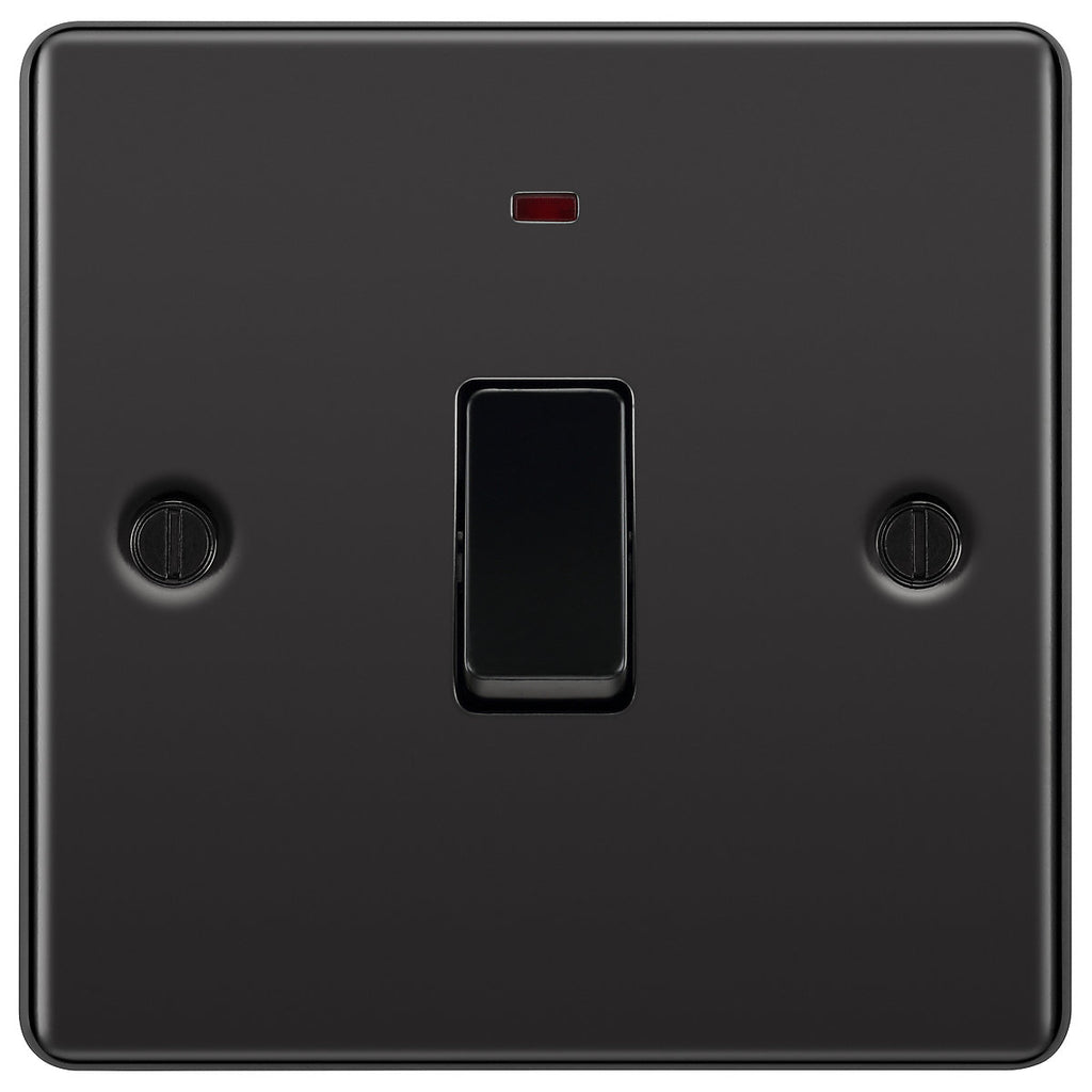 GoodHome 20A Rocker Raised rounded Control switch with LED indicator Black