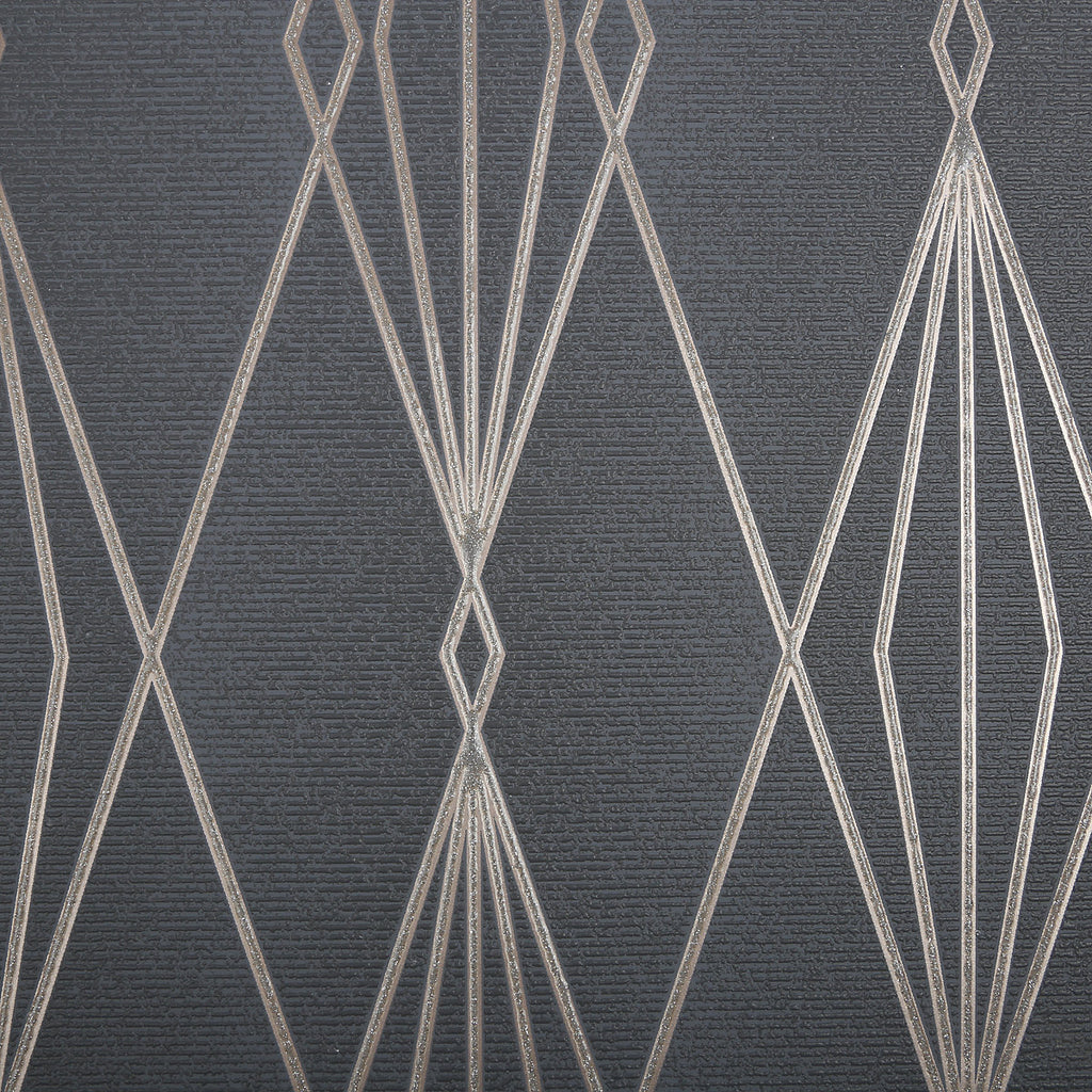 GoodHome Ajuga Charcoal Art deco Rose gold effect Retro Textured Wallpaper