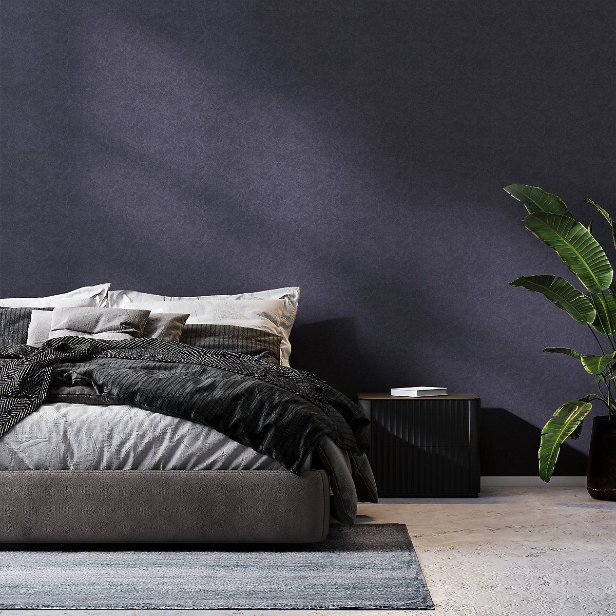 GoodHome Allanite Navy Patterned Embossed Wallpaper