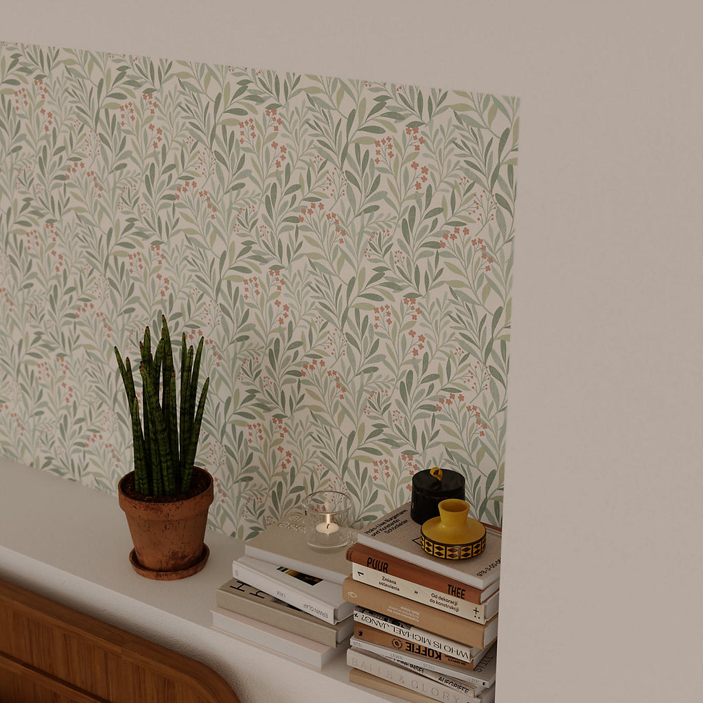 GoodHome Alluets Green Foliage Patterned Textured Wallpaper