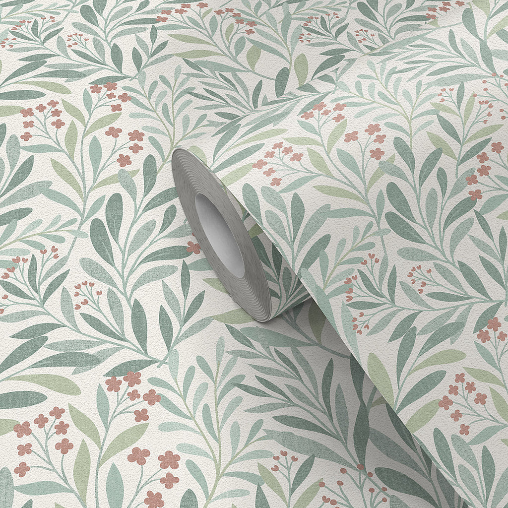 GoodHome Alluets Green Foliage Patterned Textured Wallpaper