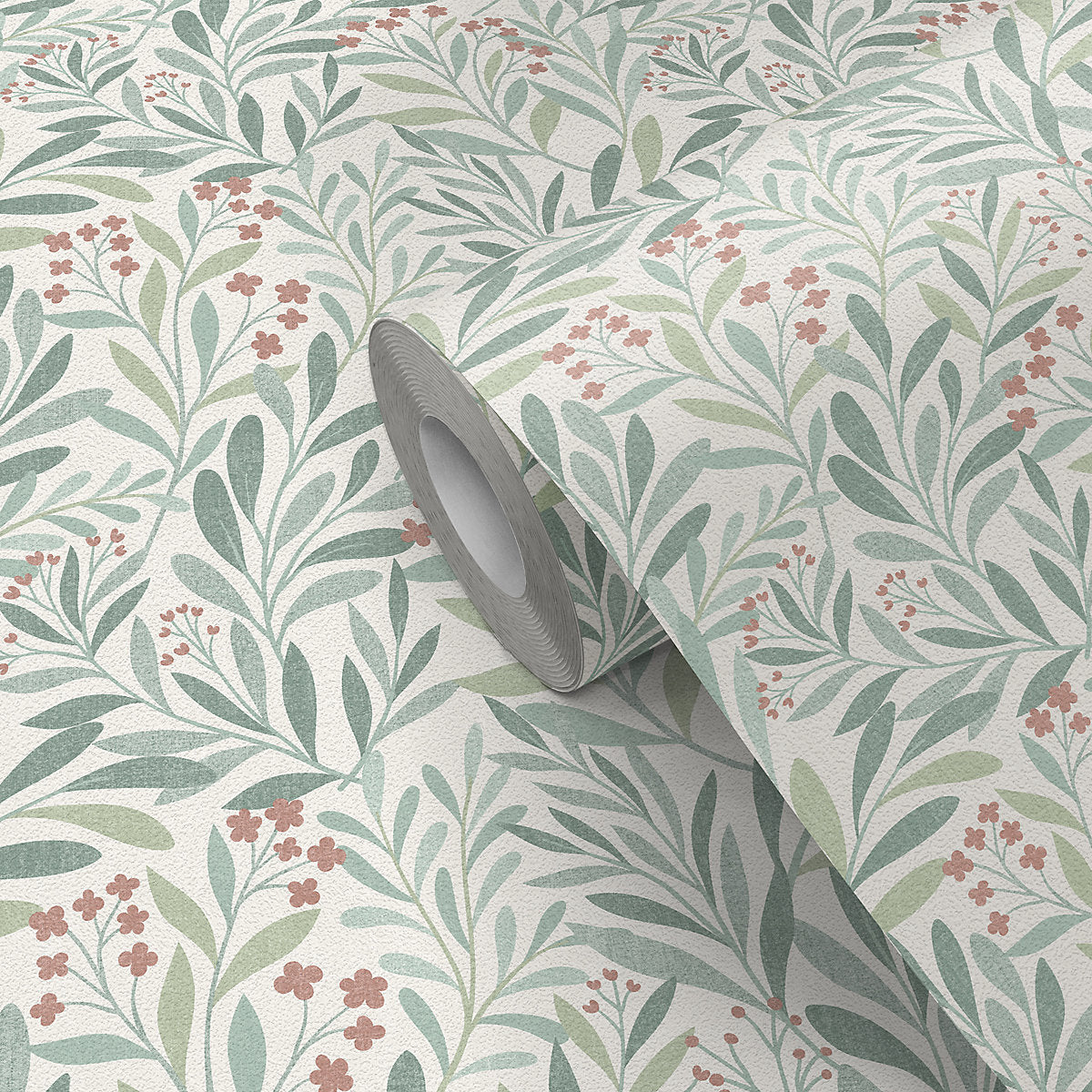 GoodHome Alluets Green Foliage Patterned Textured Wallpaper