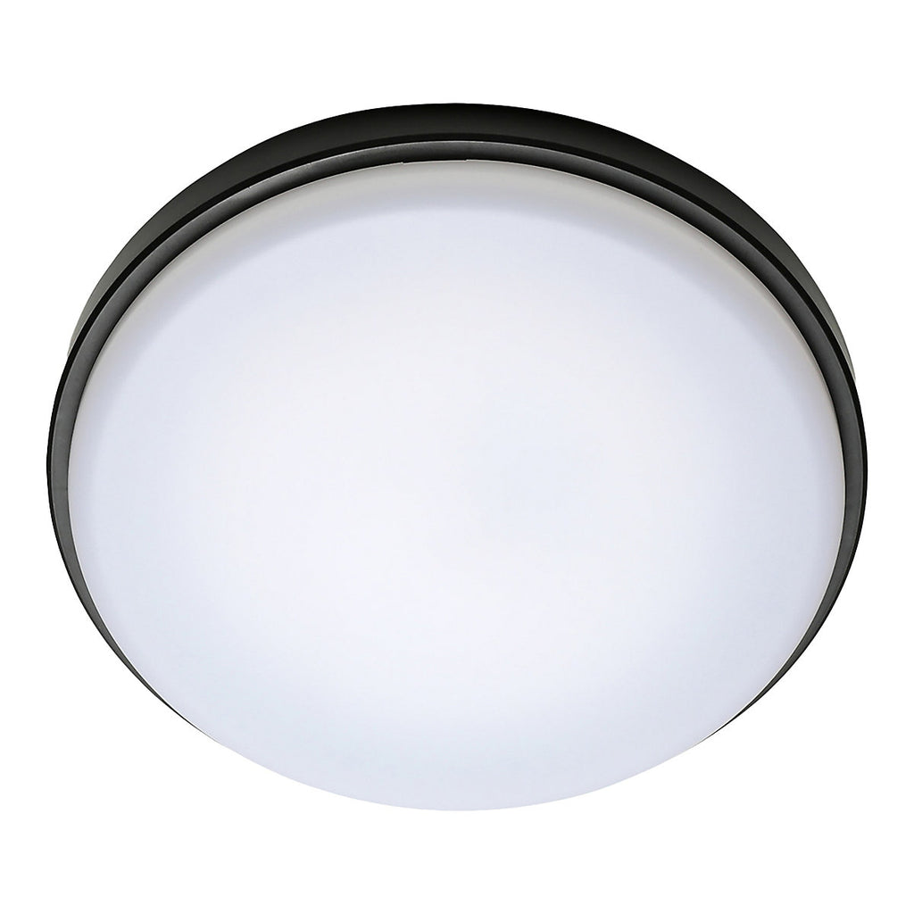 GoodHome Almagro Black Wired LED Bulkhead light (Dia) 28cm