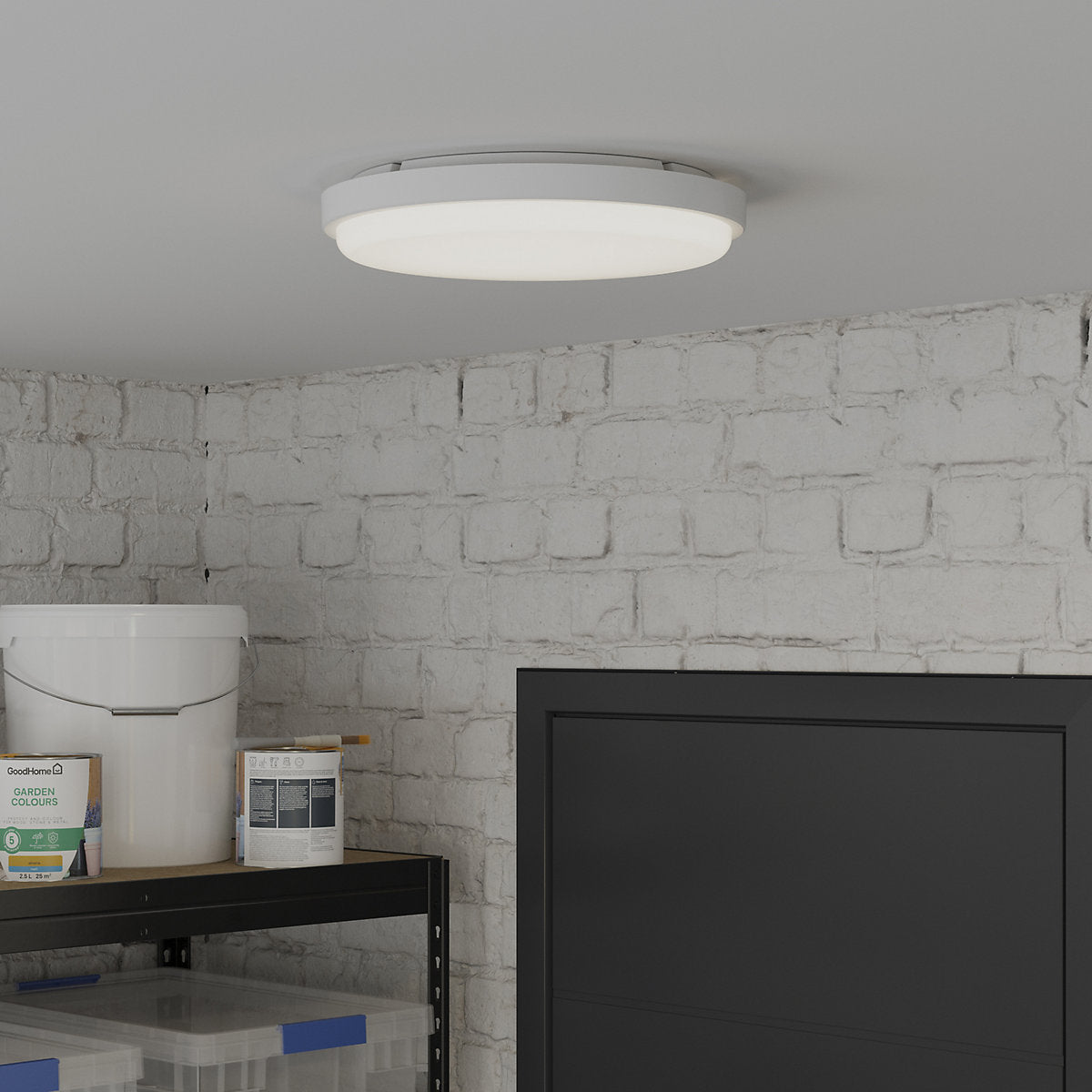 GoodHome Almagro White Wired LED Bulkhead light (Dia) 35cm