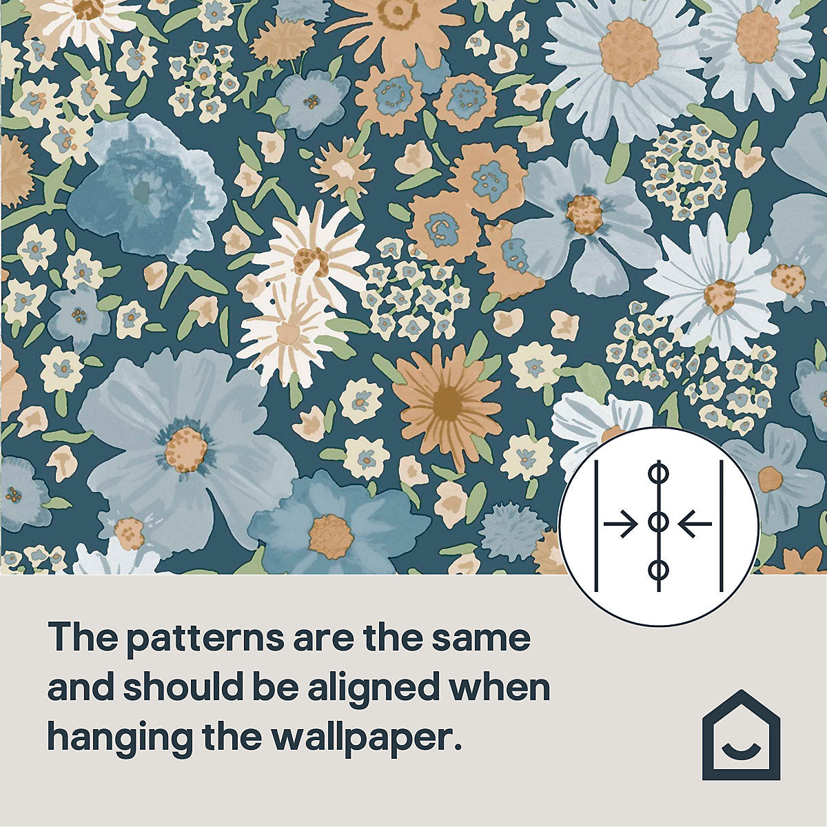 GoodHome Amity Blue & terracotta Floral Patterned Embossed Wallpaper