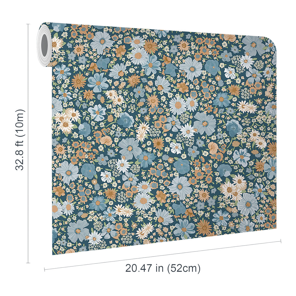 GoodHome Amity Blue & terracotta Floral Patterned Embossed Wallpaper