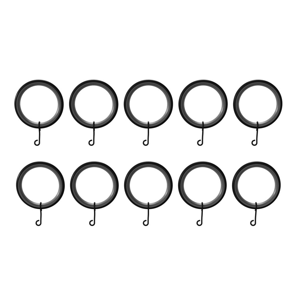 GoodHome Araxos Black Curtain ring, Pack of 10 Compatibility- 25/28mm curtain pole