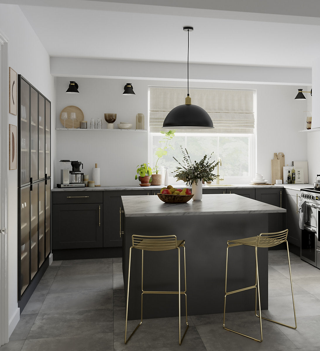 GoodHome Artemisia Matt graphite classic shaker Tall appliance Cabinet door (W)600mm (H)867mm (T)18mm