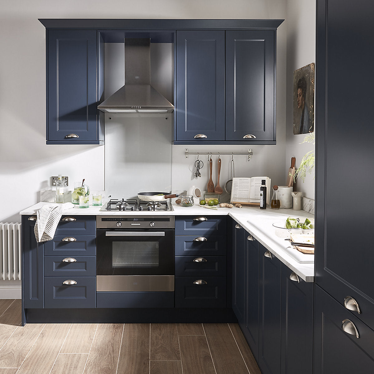 GoodHome Artemisia Matt midnight blue Classic shaker Tall larder Cabinet door (W)600mm (H)1181mm (T)18mm