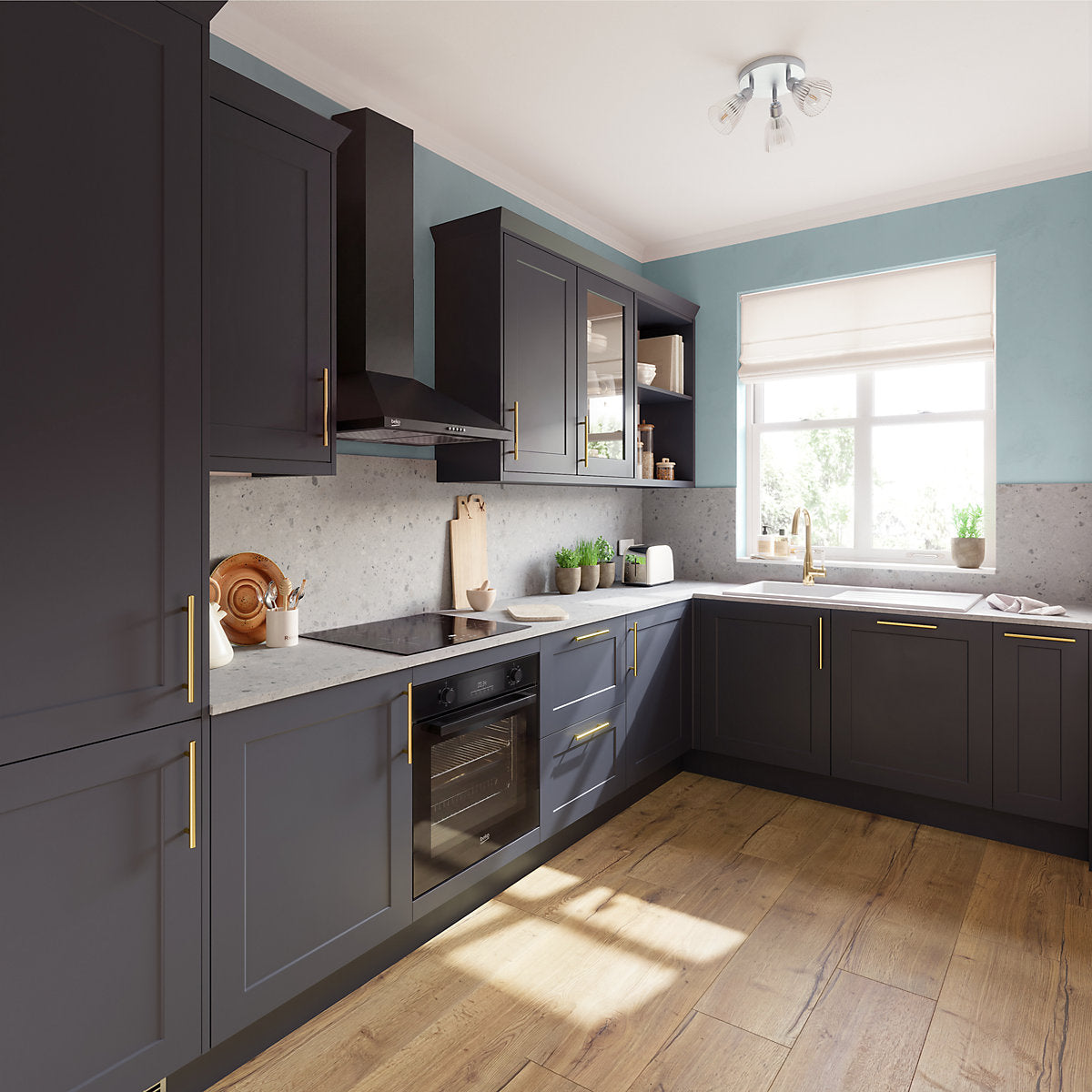 GoodHome Artemisia Midnight blue classic shaker Standard End panel (H)960mm (W)360mm