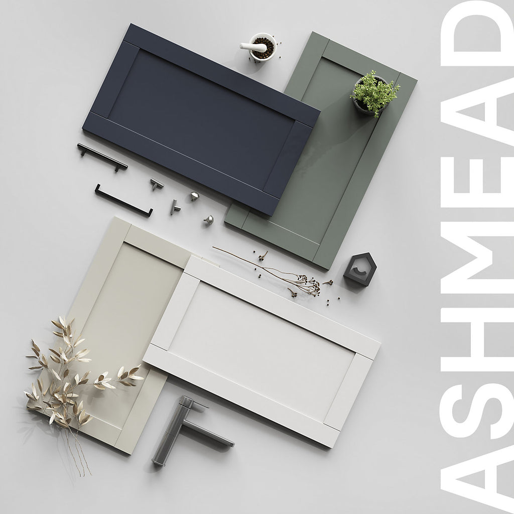GoodHome Ashmead Matt pebble 3 drawer cabinet front (H)715mm (W)797mm (T)16mm