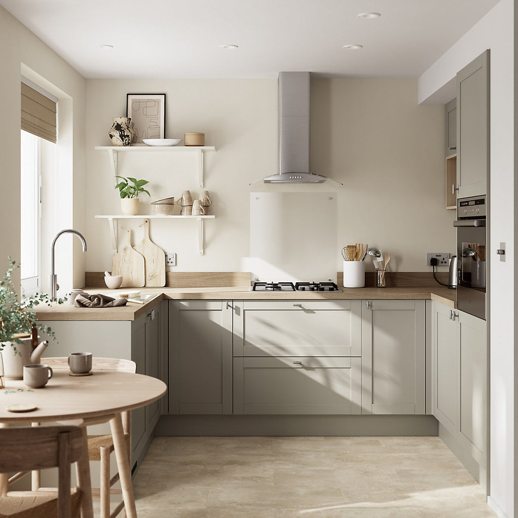 GoodHome Ashmead Matt pebble 3 drawer cabinet front (H)715mm (W)797mm (T)16mm