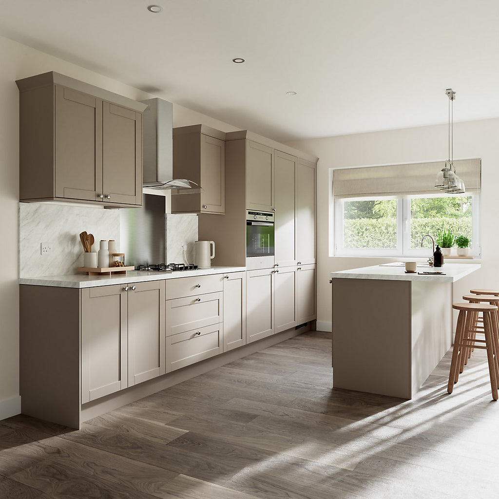 GoodHome Ashmead Matt pebble 3 drawer cabinet front (H)715mm (W)797mm (T)16mm