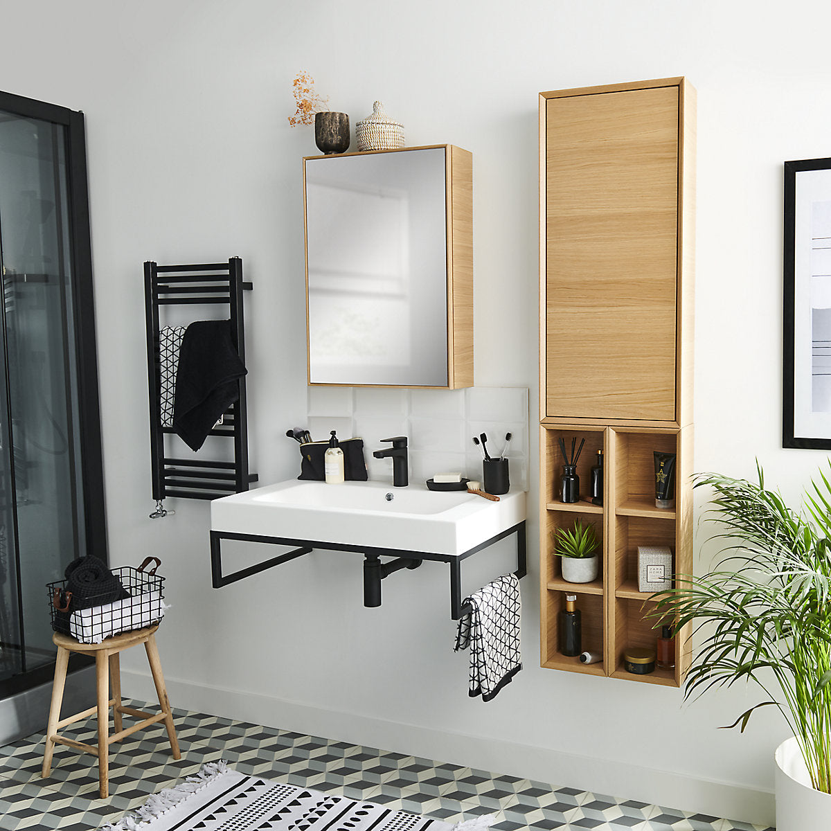 GoodHome Avela Matt Wall-mounted 3 Shelves Storage unit (D) 150mm (H) 700mm