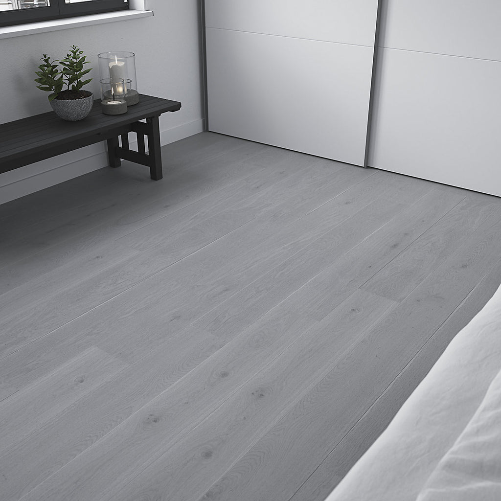 GoodHome Baila Grey Natural Oak Wood effect Textured Click vinyl Plank Sample