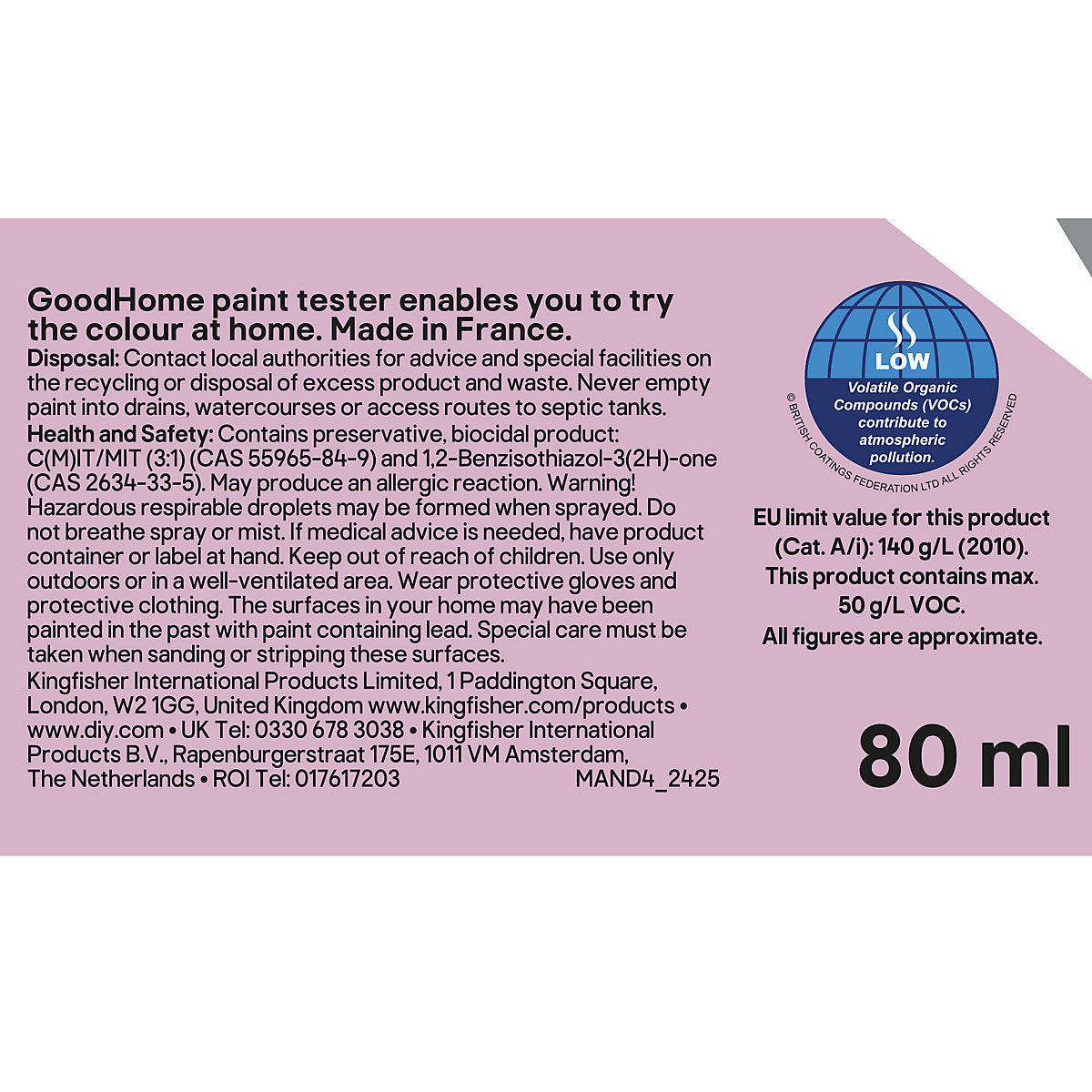 GoodHome Bantry Matt Colour tester, 80ml